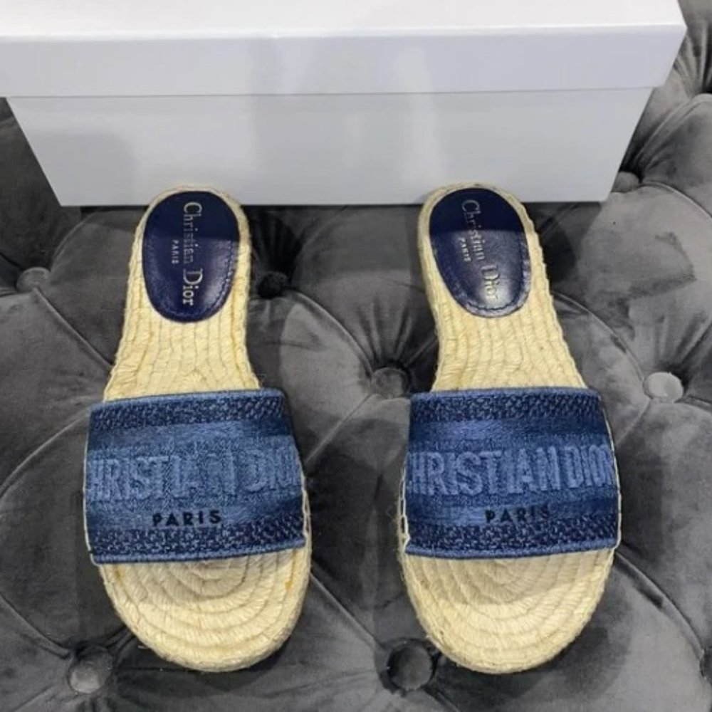New Size 36 Dior Granville Sandals Blue Denim
